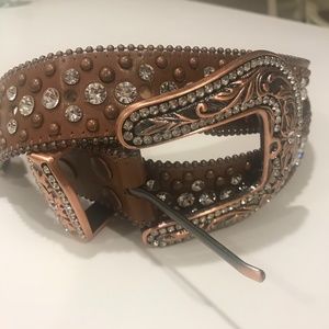 XL brown belt with bling